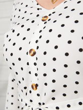 Plus Size V-neck Polka Dot Belt Design Button Design Dress